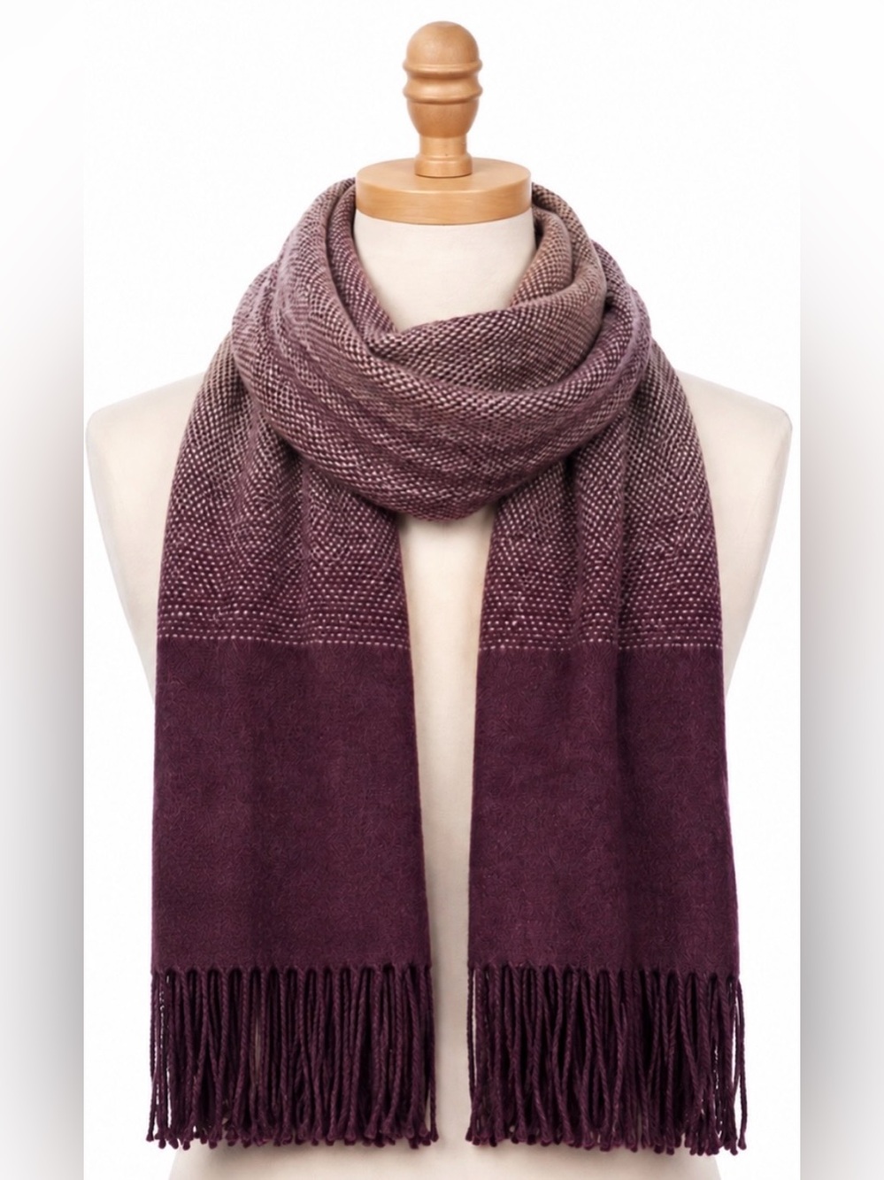 Love & Lore Eggplant/Plum Ombre Fringe Scarf/Throw NWT